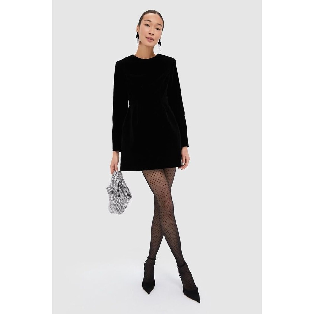 Tuckernuck NWT Black Velvet Haley Dress Long Sleeve Fit & Flare Mini Size 10